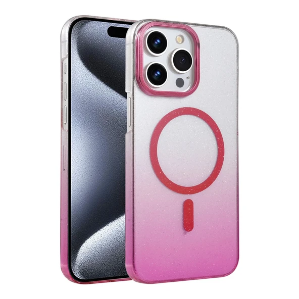 Apple İphone 15 Pro Max Glossy Magsafe Kapak - Pembe ürün görseli 1