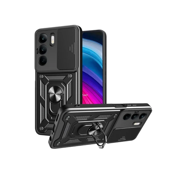 Realme C75 4g Kılıf Pars Lens Yüzüklü Silikon - Siyah ürün görseli 1