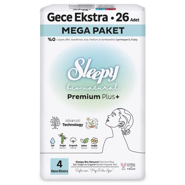 Bio Natural Premium Plus Mega Ekstra Gece Ped 26 Adet - Resim 2