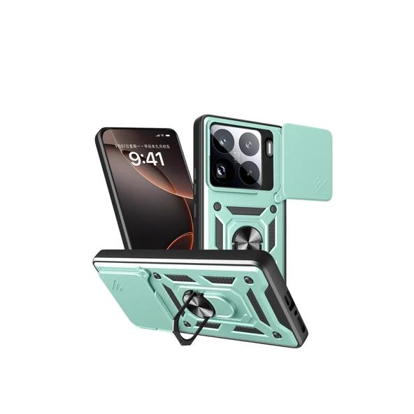 Xiaomi Mi 15 Pro Kılıf Pars Lens Yüzüklü Silikon - Yeşil ürün görseli 1