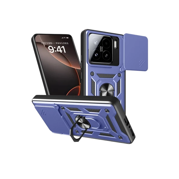 Xiaomi Mi 15 Kılıf Pars Lens Yüzüklü Silikon - Lacivert ürün görseli 1