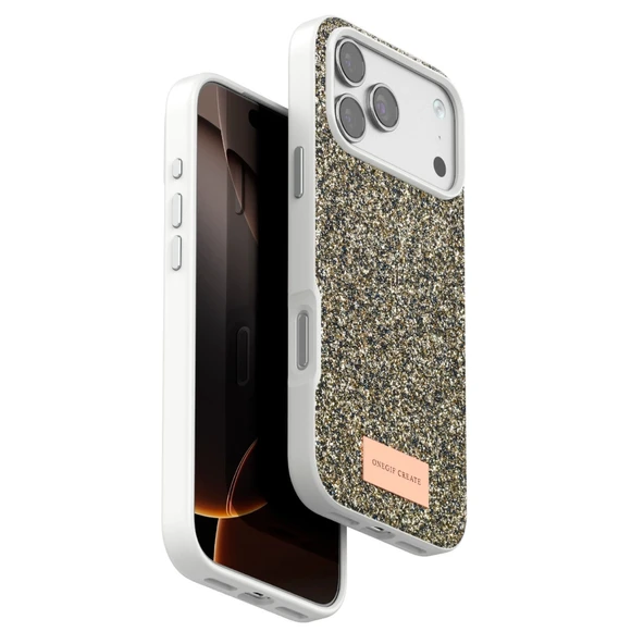 Onegif Apple İphone 17 Pro Bright Simli Kapak - Çöl Titanyum ürün görseli 1