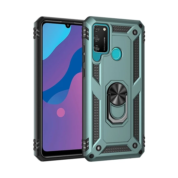 Huawei Y6p Kılıf Sofya Yüzüklü Silikon Kapak - Yeşil ürün görseli 1