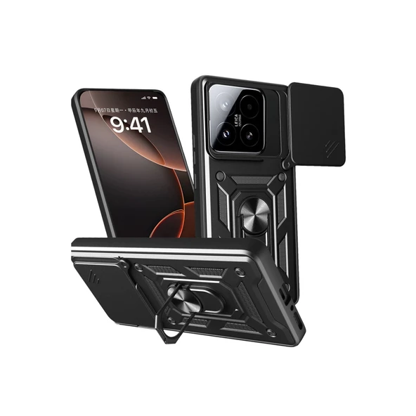 Xiaomi Mi 15t Pars Lens Yüzüklü Silikon - Siyah ürün görseli 1