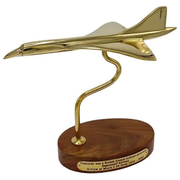 Concorde Pirinç Uçak Gold Ev Ofis Dekoratif Hediyelik 20x23cm ürün görseli 1