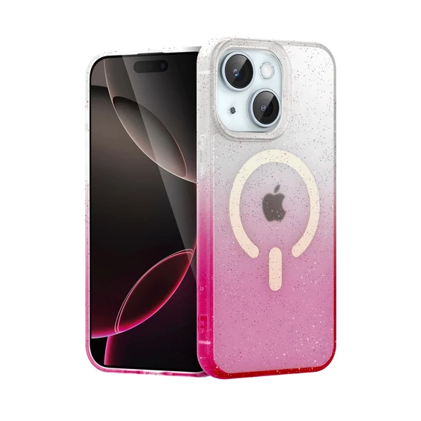 Apple İphone 15 Plus Pummel Shiny Magsafe Kapak - Pembe ürün görseli 1