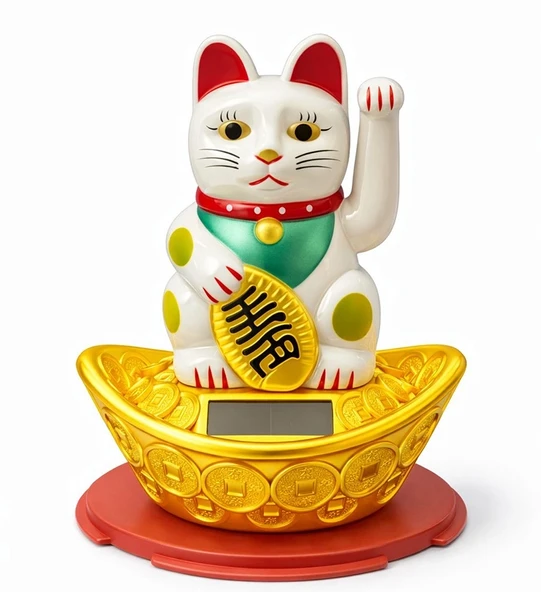 Güneş Enerjili Sallanan Şans Kedisi - Maneki Neko Alk4522 ürün görseli 1