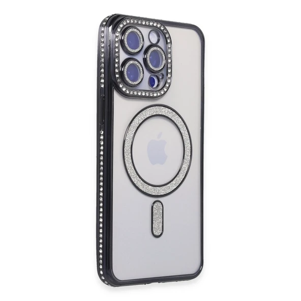 Apple İphone 15 Pro Kılıf Joke Simli Magneticsafe Kılıf - Siyah ürün görseli 1