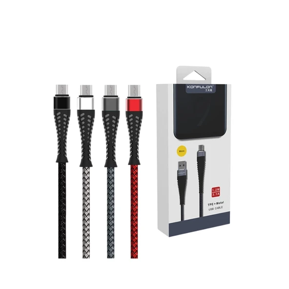 S61 Micro Usb Kablo 1.2m 2.1a - Kırmızı - Resim 2
