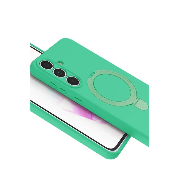 Samsung Galaxy S25 Fe Regal Magsafe Standlı Kapak - Yeşil - Resim 4