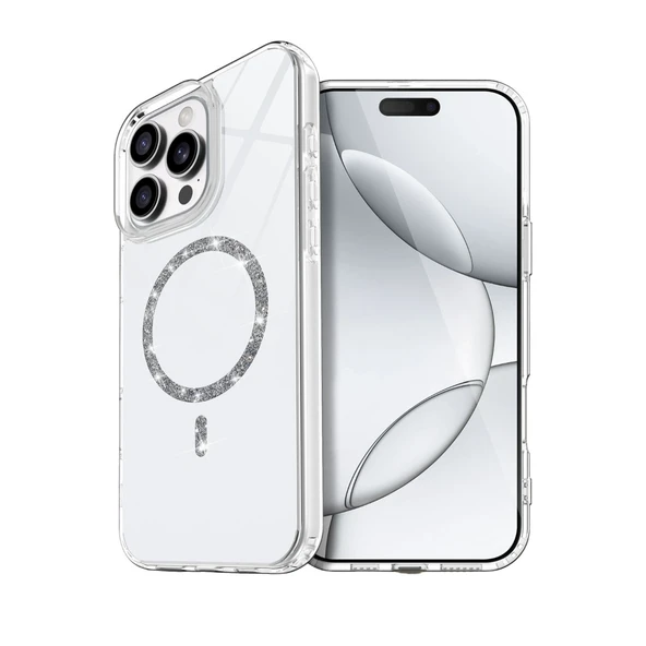 Apple İphone 16 Pro Max Live Diamond Magsafe Kapak - Şeffaf ürün görseli 1