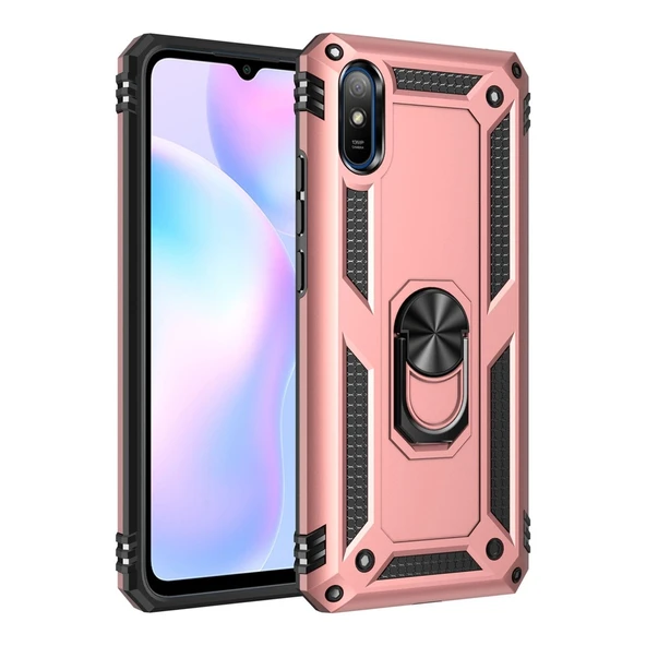 Xiaomi Redmi 9a Kılıf Sofya Yüzüklü Silikon Kapak - Rose ürün görseli 1