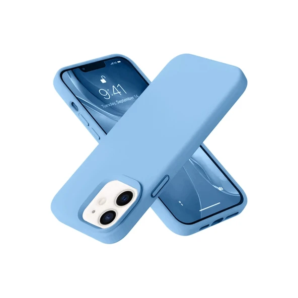 Apple İphone 12 Kılıf Nano İçi Kadife Silikon - Mavi ürün görseli 1