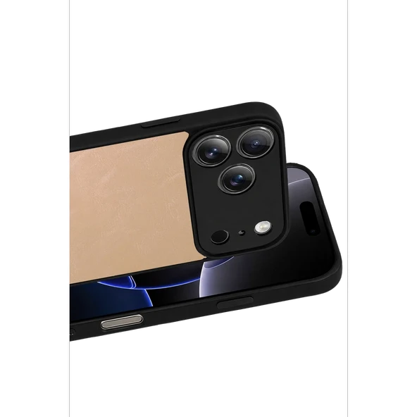 Apple İphone 17 Pro Aras Deri Kapak - Pudra - Resim 2
