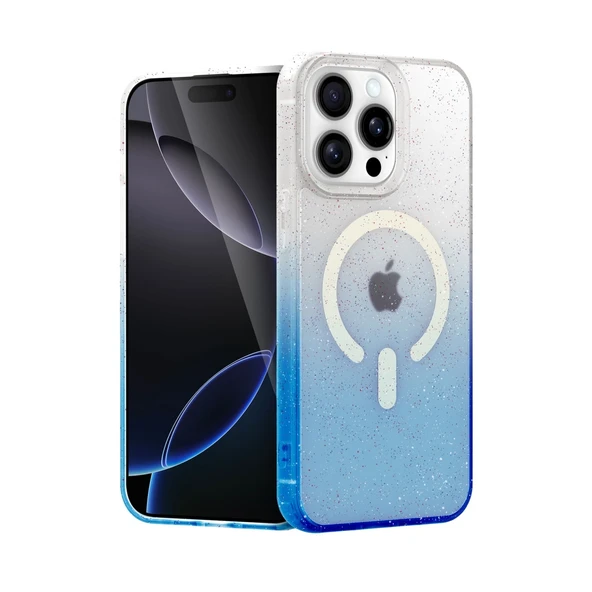 Apple İphone 14 Pro Pummel Shiny Magsafe Kapak - Mavi ürün görseli 1