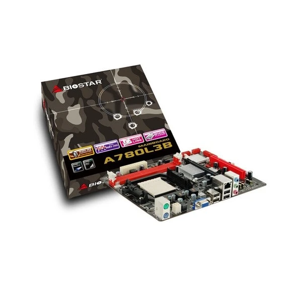 BIOSTAR A780L3B DDR3 PCIe 16X v2.0 AM3 mATX FX İşlemcileri Desteklemez ürün görseli 1