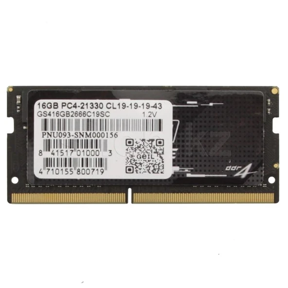 GEIL 16GB DDR4 2666MHZ CL19 NOTEBOOK RAM GS416GB2666C19SC ürün görseli 1