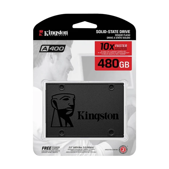 KINGSTON 480GB A400 SA400S37/480G 500-450MB/s SSD SATA-3 Disk ürün görseli 1