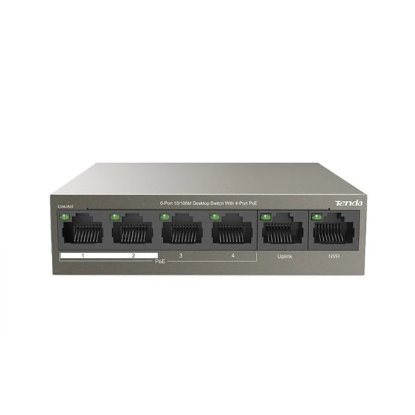 TENDA 5port PoE 63w 10/100 Yönetilemez Switch TEF1106P-4-63W ürün görseli 1