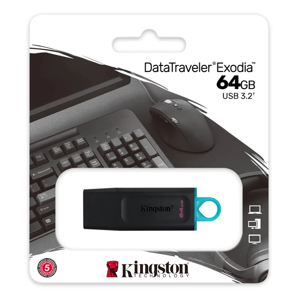 KINGSTON 64GB USB 3.2 Exodia DTX/64GB Siyah Taşınabilir Bellek ürün görseli 1