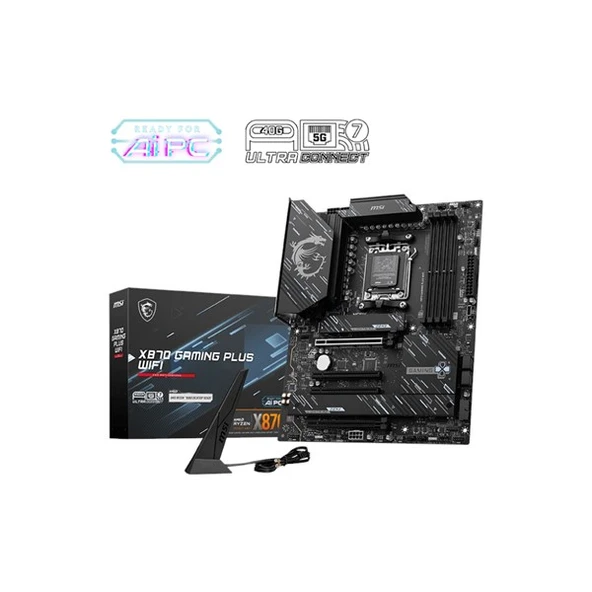 MSI X870 GAMING PLUS WIFI-7 DDR5 HDMI-USBC DP PCIe 16X v5.0 AM5 ATX ürün görseli 1