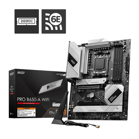 MSI PRO B650-A WIFI6E DDR5 HDMI,DP Port PCIE 4.0 AM5 ATX ürün görseli 1
