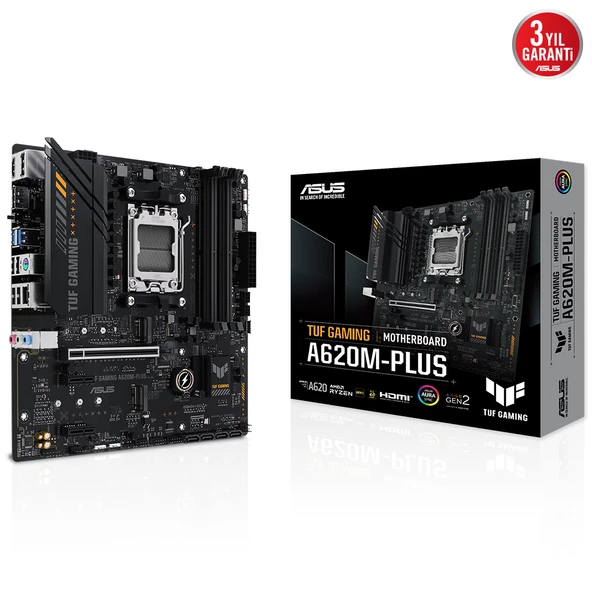 ASUS TUF GAMING A620AM-PLUS DDR5 HDMI DP PCIe 16X v4.0 AM5 mATX ürün görseli 1