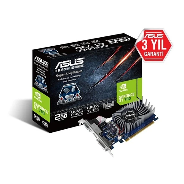 ASUS GT730 2GB SL-2GD5-BRK DDR5 64bit HDMI DVI PCIe 16X v2.0 ürün görseli 1