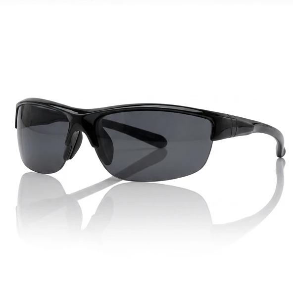 Di Caprio DC3033BLACK Parlak Siyah Oval Yarım Çerçeve Polarize Camlı Erkek Güneş Gözlüğü ürün görseli 1