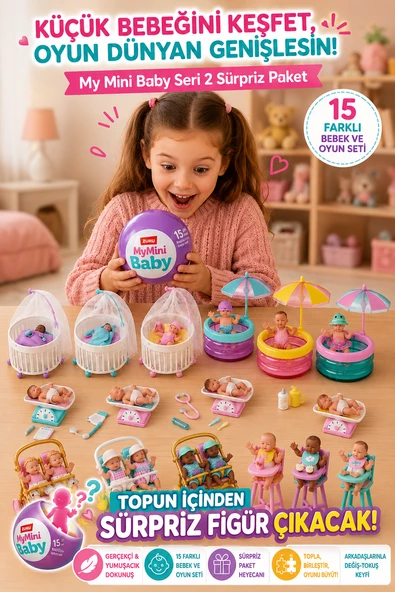 Mor Paket My Mini Baby Seri 2 Sürpriz Paket Mini Bebek Oyun Seti 15 Farklı Koleksiyon Figürü ürün görseli 1