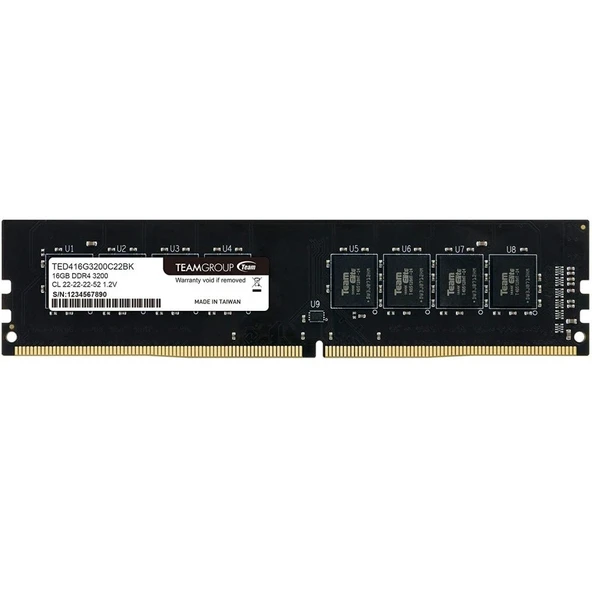 TEAM 16GB DDR4 3200MHz CL22 PC RAM VALUE TED416G3200C22BK ürün görseli 1