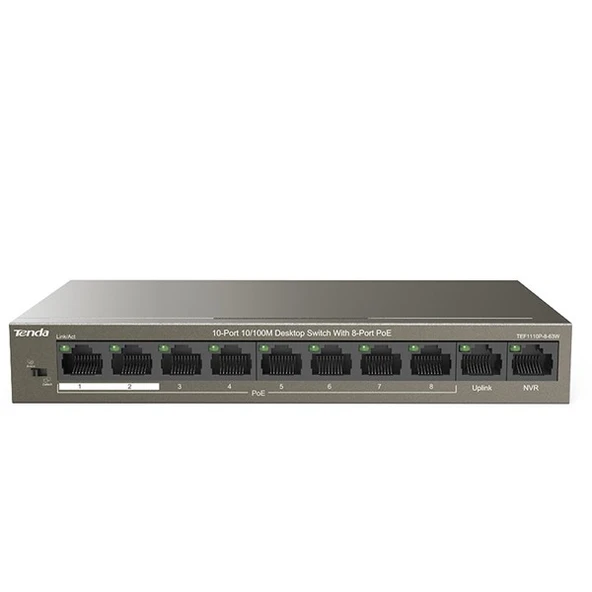 TENDA 8port PoE 63w 10/100 Yönetilemez Switch TEF1110P-8-63W ürün görseli 1