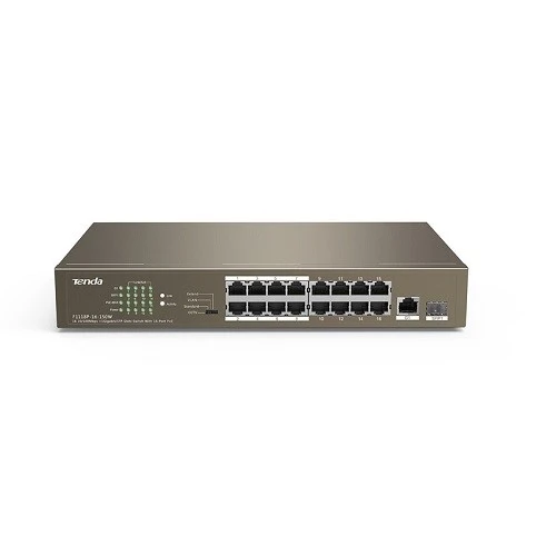 TENDA 16port PoE 150w 10/100 1-SFP Yönetilemez Switch TEF1118P-16-150W ürün görseli 1