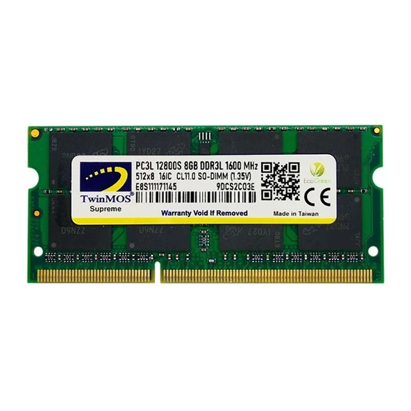 TWINMOS 8GB DDR3 1600 MHz CL11 NOTEBOOK RAM MDD3L8GB1600N 1.35volt (Low Voltage) ürün görseli 1