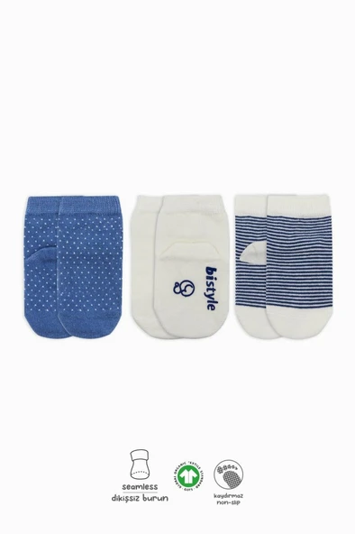NessiWorld Puanlı Kaymaz Penye Soket Çorap 3'Lü BS10108 İndigo(ADET FİYATIDIR) ürün görseli 1