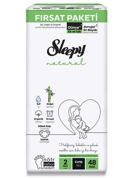 Natural Bebek Bezi Fırsat Paketi 2 Beden 3-6 Kg 48 Adet ürün görseli 1