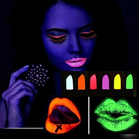 6’lı Neon Boya – UV Işıkta Parlayan Makyaj Seti - Resim 3