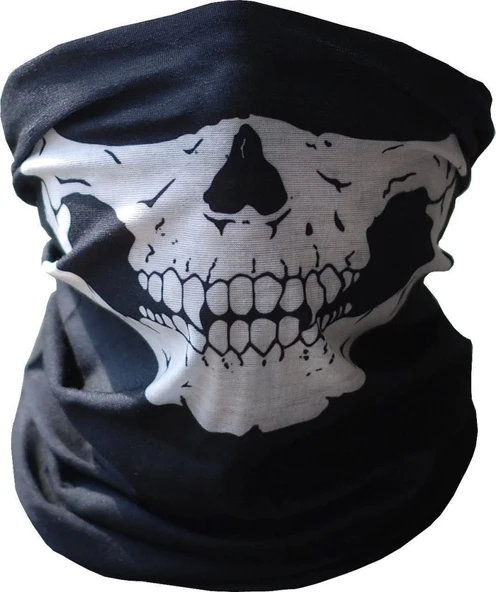 Siyah Renk Dikişsiz Çok Fonksiyonlu Çene Kafatası Yüz Maskesi Baf Buff Bandana Boyunluk Bileklik ürün görseli 1