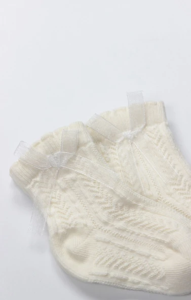 Fiyonklu Penye Soket Çorap 2li 10150 Naturel - Resim 3