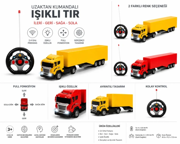 01992 1:32 Uzaktan Kumandalı Işıklı Tır 50 cm - ürün görseli 1
