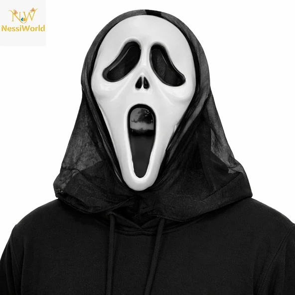 Kapşonlu Çığlık Maskesi Scream Maskesi - Hayalet Maskesi 33x21 cm ürün görseli 1