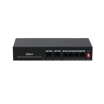 DAHUA 6port 36w 4port PoE PFS3006-4ET-36 10/100 2X-UPLINK Yönetilemez Switch ürün görseli 1