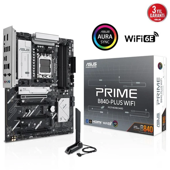 ASUS PRIME B840-PLUS WIFI-6E DDR5 HDMI DP PCIe 16X v4.0 AM5 mATX ürün görseli 1