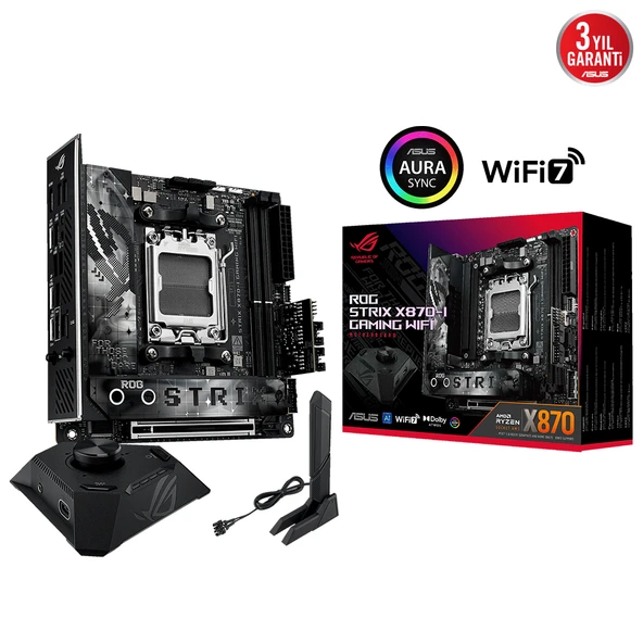 ASUS ROG STRIX X870-I GAMING WIFI7 DDR5 HDMI-DP TYPEC PCIE 5.0 AM5 mITX ürün görseli 1