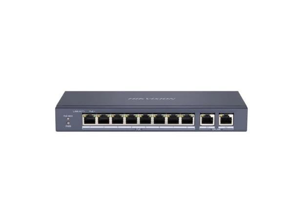 HIKVISION 8port 60w FULL PoE DS-3E0310P-E/M 10/100 2X-UPLINK Yönetilemez Switch Metal ürün görseli 1