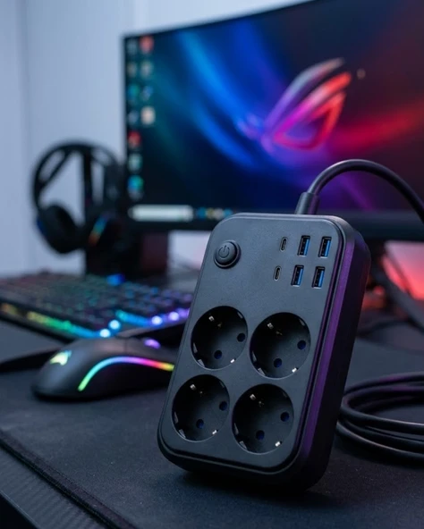 Akım Korumalı Çoklu Priz 4 Usb 2 Type C 4 Priz Güvenli Ve Hızlı Şarj ürün görseli 1