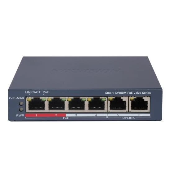 HIKVISION 4port PoE 30w 10/100 Yönetilemez Switch Metal DS-3E1106P-EI/M ürün görseli 1