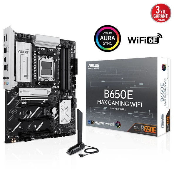 ASUS B650E MAX GAMING WIFI6E DDR5 HDMI DP PCIE 5.0 AM5 ATX ürün görseli 1