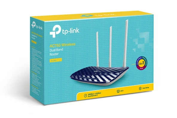 TP-LINK ARCHER C20 10/100Mbps AC750 Dual-Band Ev Ofis Tipi Wıfı Router ürün görseli 1