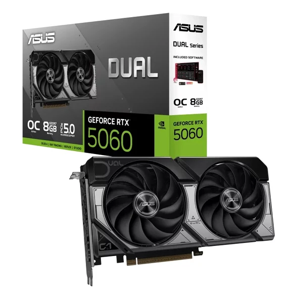 ASUS RTX5060 8GB DUAL-RTX5060-O8G GDDR7 128bit HDMI DP PCIe 5.0 WHITE EDITION ürün görseli 1